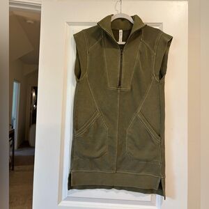 Olive Green Sleeveless Zip-Up mini dress